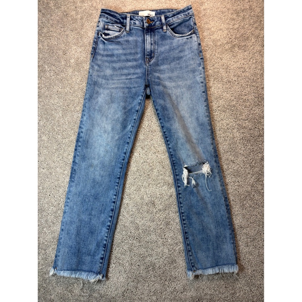 Vervet Los Angeles Womens Distressed Straight Leg Jeans  Frayed Hem 28x26 (READ)